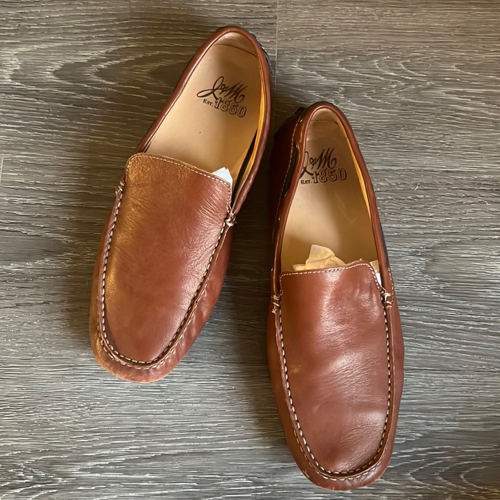 leather whipstitched driving loafers, mens size 11.5 us, johnston & murphy